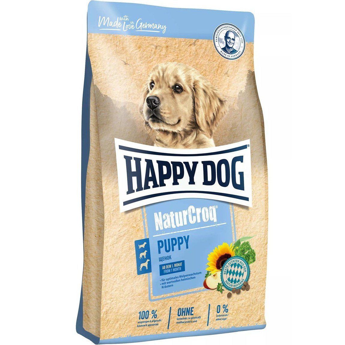 غذای خشک هپی داگ مخصوص توله سگ همه نژادها وزن 1 کیلوگرم ( بسته بندی در زیپ کیپ پت شاپ لئو )