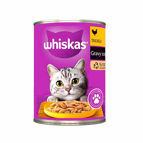 کنسرو غذای گربه ویسکاس با طعم مرغ وزن 400 گرم