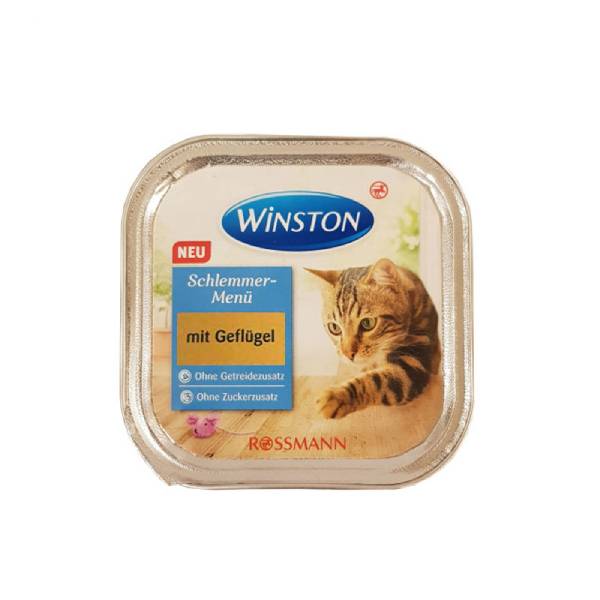 خوراک کاسه‌ ای گربه وینستون با طعم مرغ وزن 100 گرم
