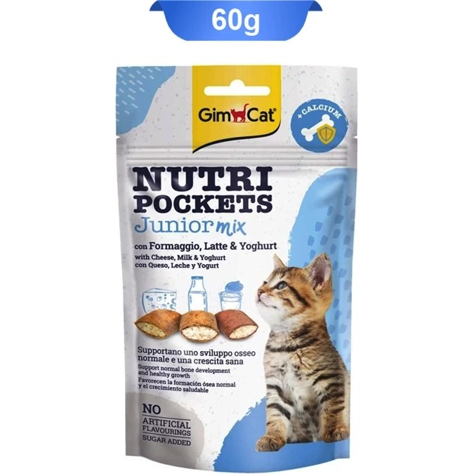 تشویقی ویتامینه بچه گربه جیم کت با طعم شیر و پنیر و ماست  60 گرم (مناسب سن 2 تا 12 ماه)