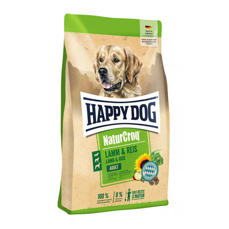 غذای خشک سگ بالغ هپی داگ با طعم گوشت بره و برنج وزن 1 کیلوگرم ( بسته بندی در زیپ کیپ پت شاپ لئو )