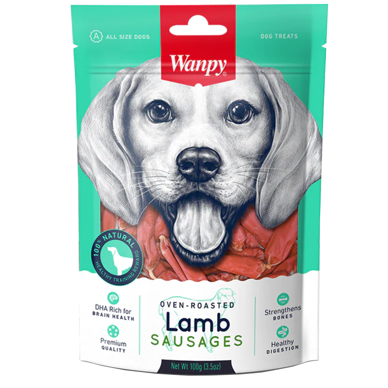 تشویقی سگ سوسیسی ونپی با طعم گوشت بره وزن 100 گرم