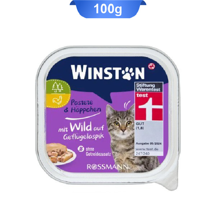ووم گربه وینستون طعم مرغ و گوشت وزن 100 گرم