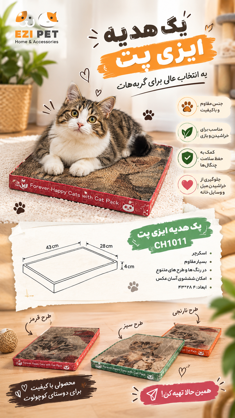اسکرچر مقوایی گربه ایزی پت