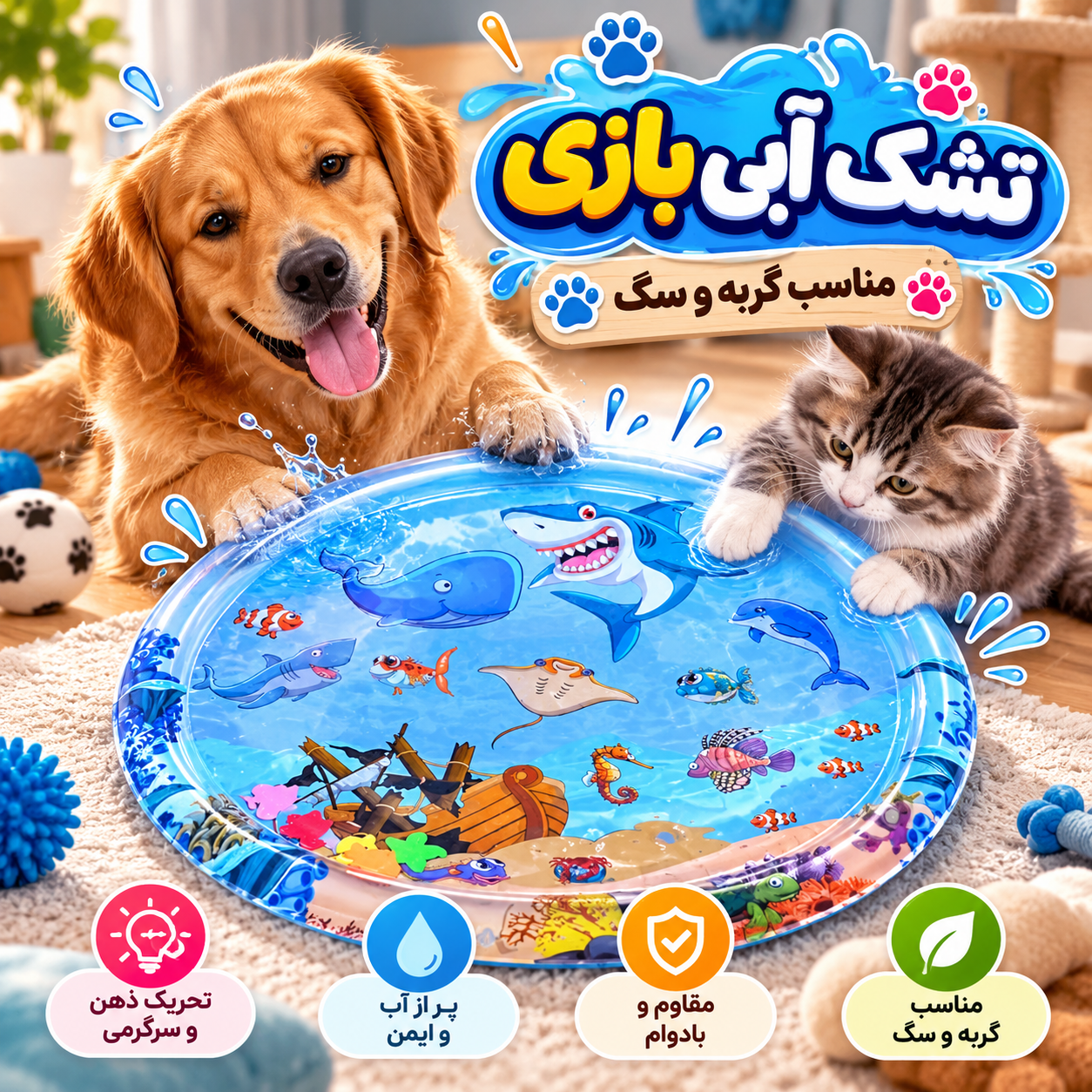 واتر مت سگ و گربه دایره