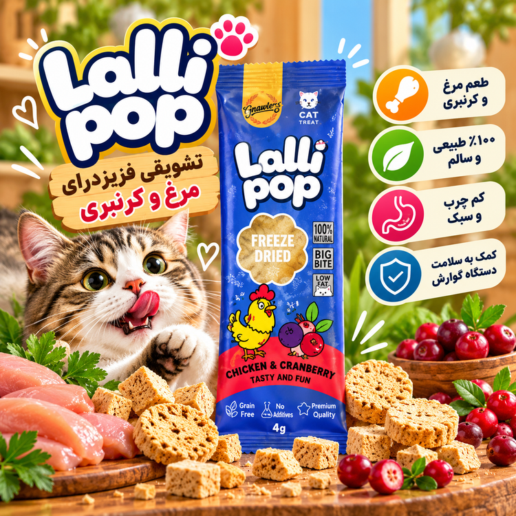 تشویقی های فریز درای مدل آبنبات Lollipop گناولز در ٣ طعم