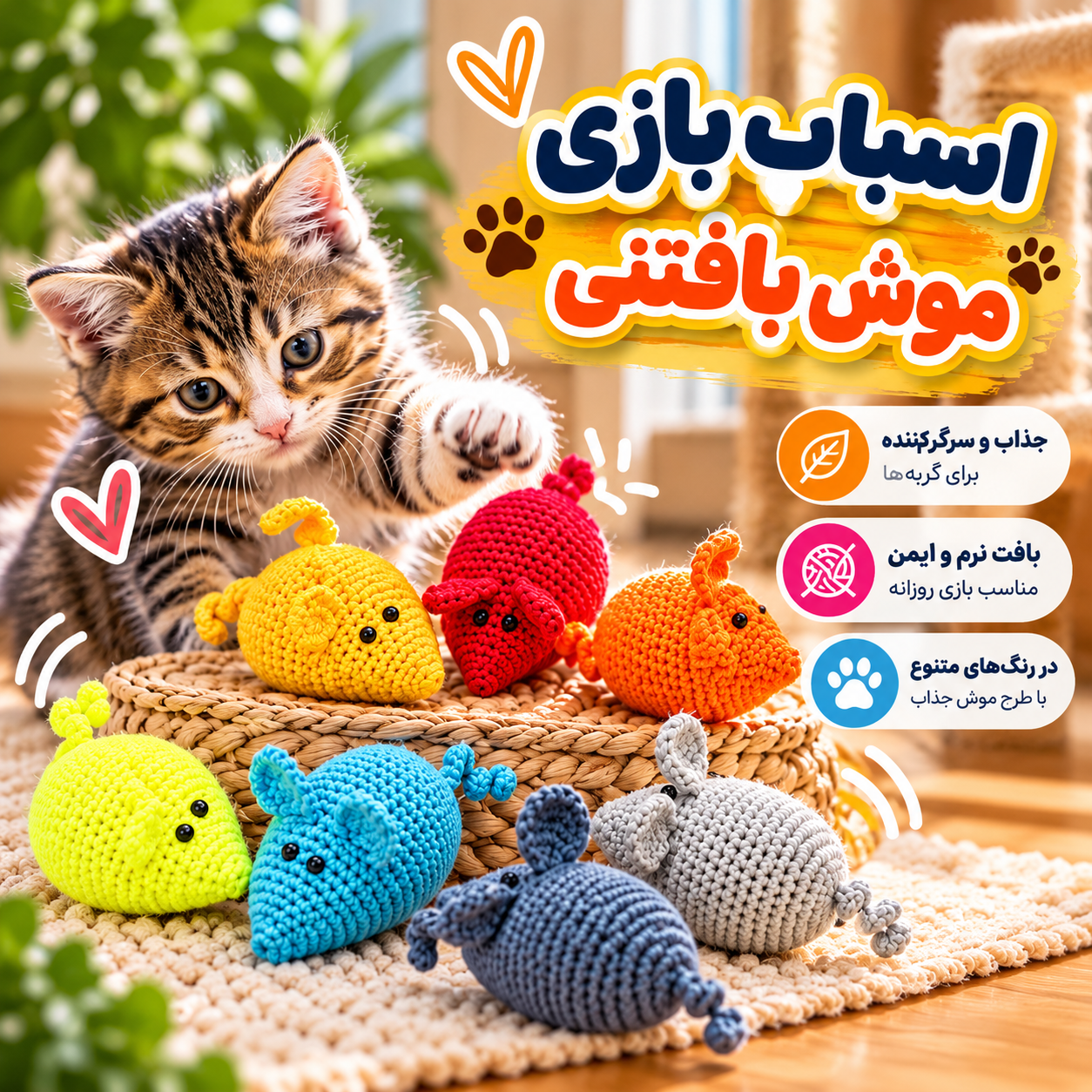 عروسک بازی موش بافتی زاریکس ( رنگ بندی رندوم )